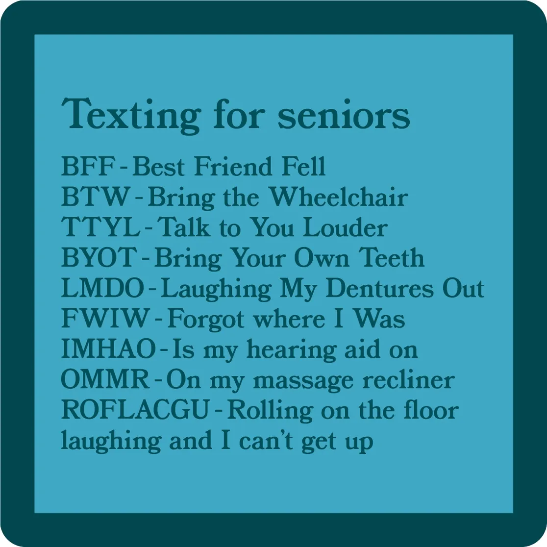 Coaster Texting for Seniors | Funny Gift | Home Bar Decor