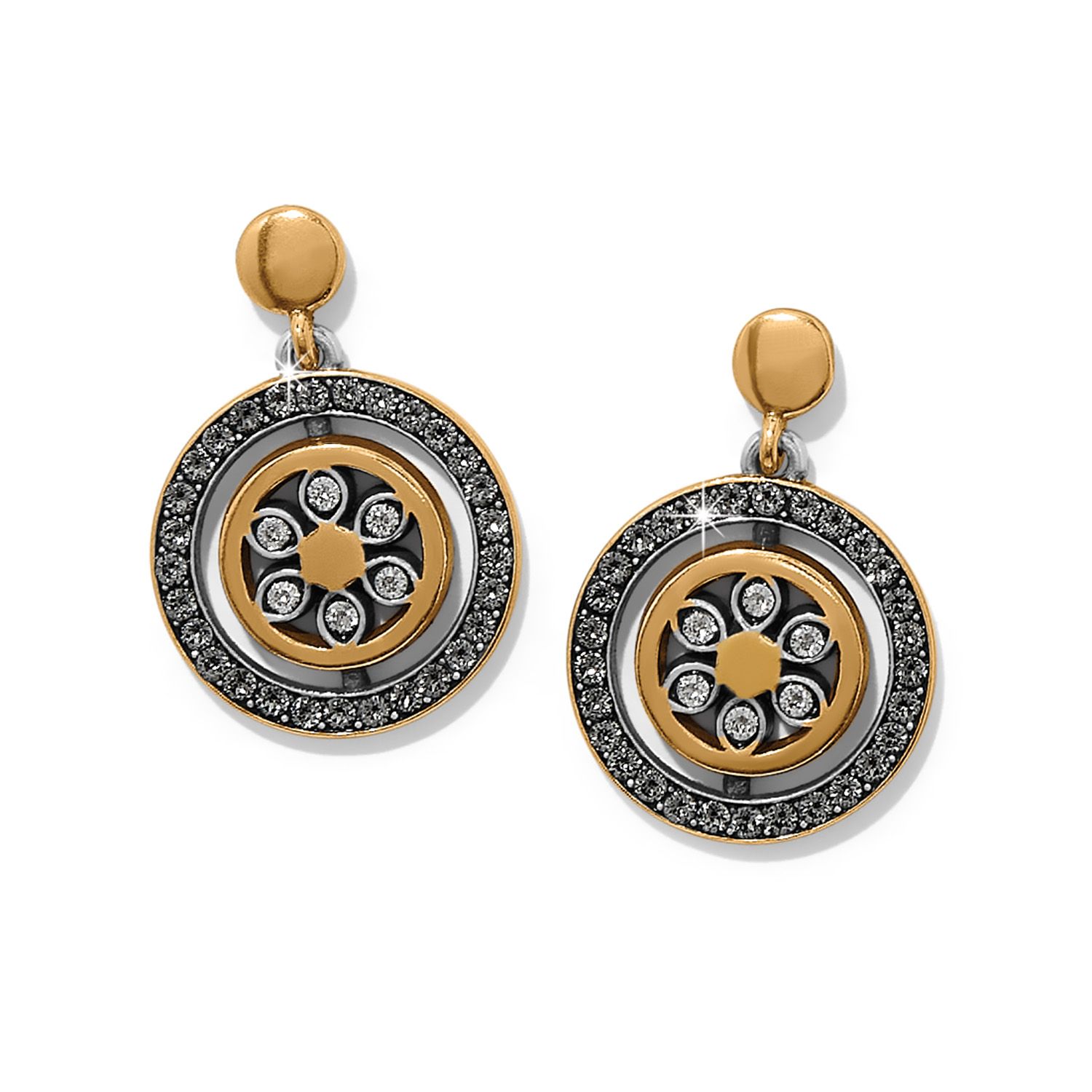 Flora Petite Post Drop Earrings-Two Tone