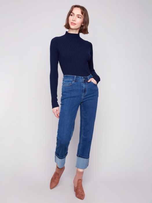 Wide Cuff Straight Jeans