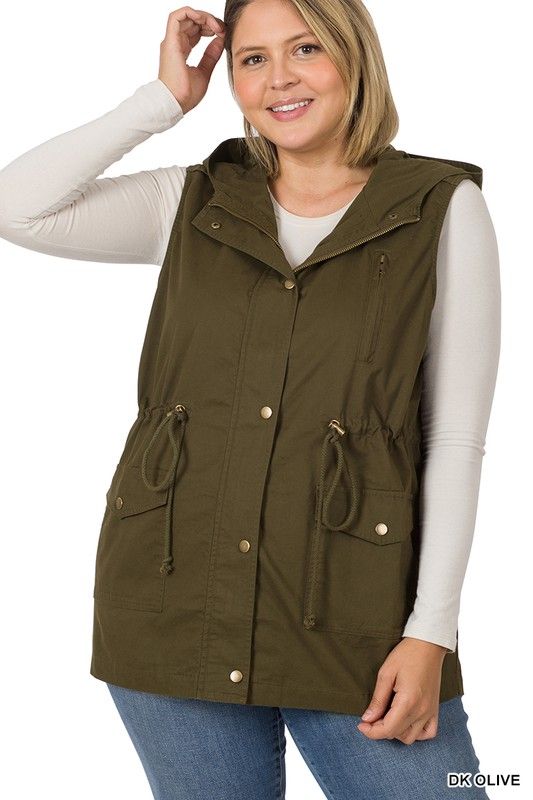 Drawstring Waist Hoodie Vest