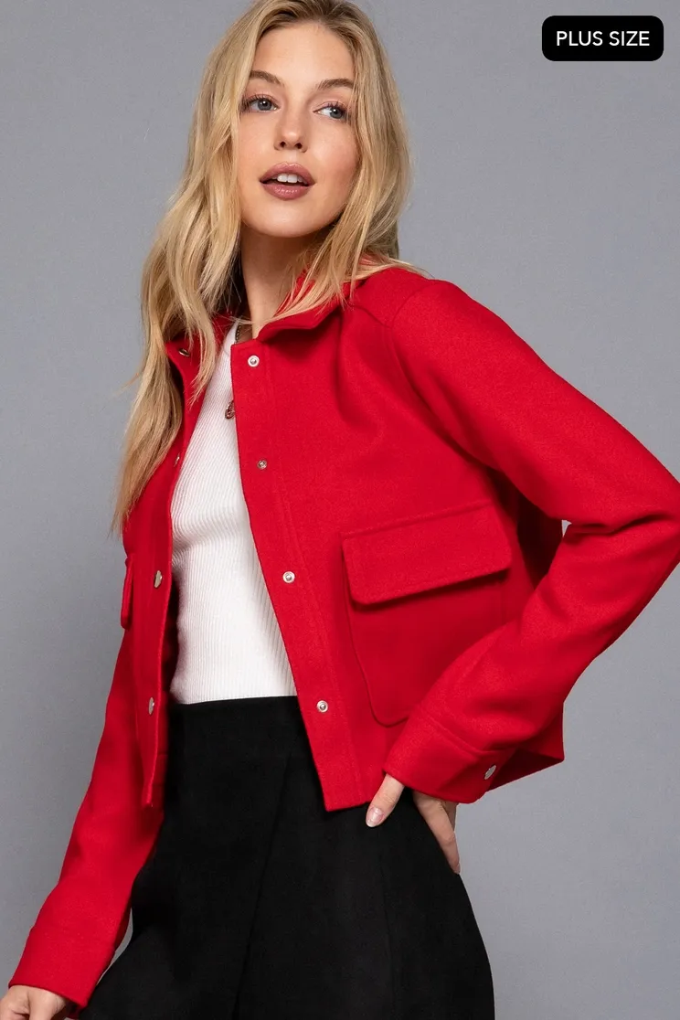 Plus Snap Button Felt Jacket