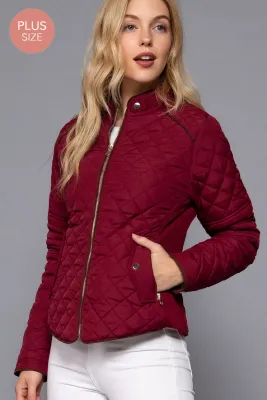 Plus Suede Piping Quilted Jacket