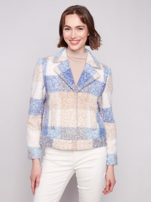 Plaid Boucle Knit Short Jacket