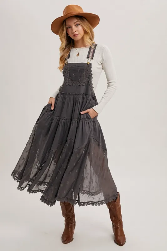 Lace Embroidered Bib Dress
