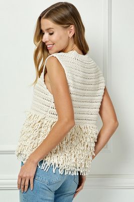 Fringe Hem Sweater Vest