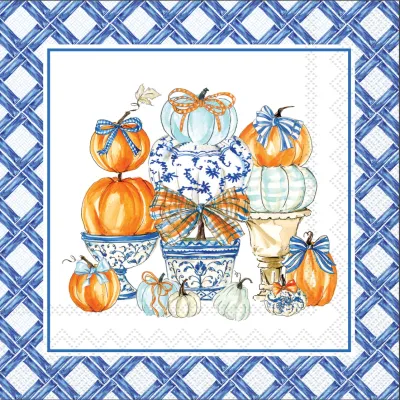 Paper Cocktail Napkin Pack of 20 Chinoiserie Pumpkin Topiary