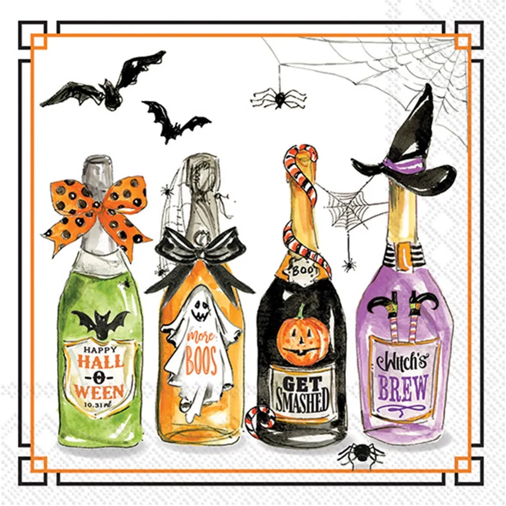 Paper Cocktail Napkin 20 Ct Halloween Bottles