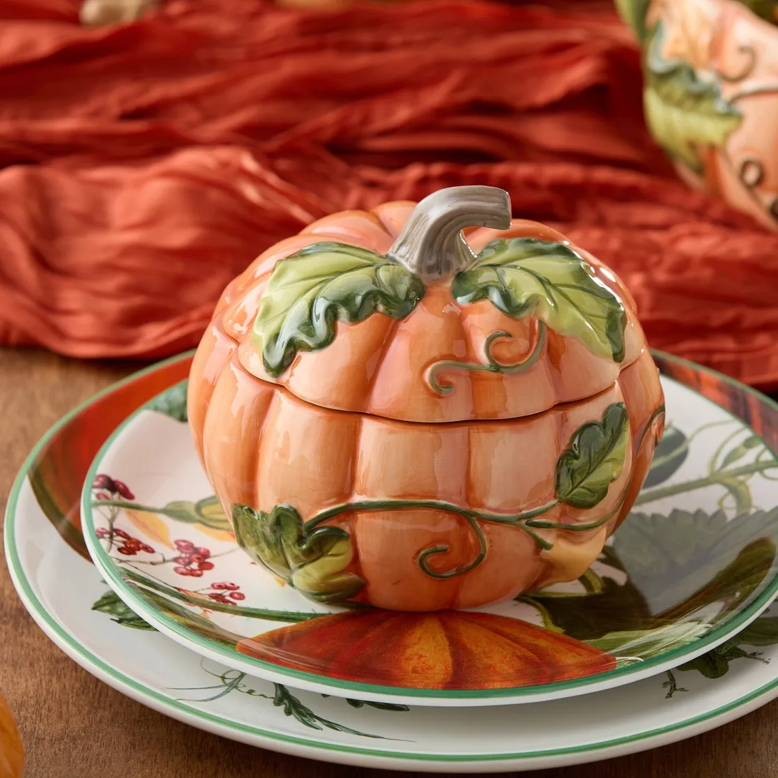 Harvest Fields 3-D Pumpkin Covered Soup Bowls