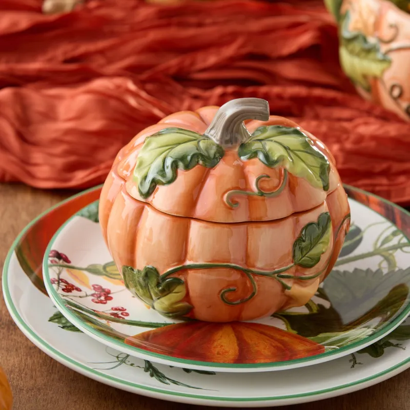 Harvest Fields 3-D Pumpkin Covered Soup Bowls