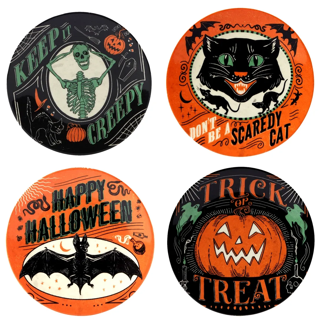 Scaredy Cat Halloween Canape Plate Round 6&quot; asst.