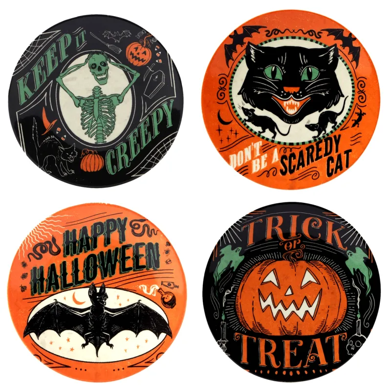 Scaredy Cat Halloween Canape Plate Round 6&quot; asst.