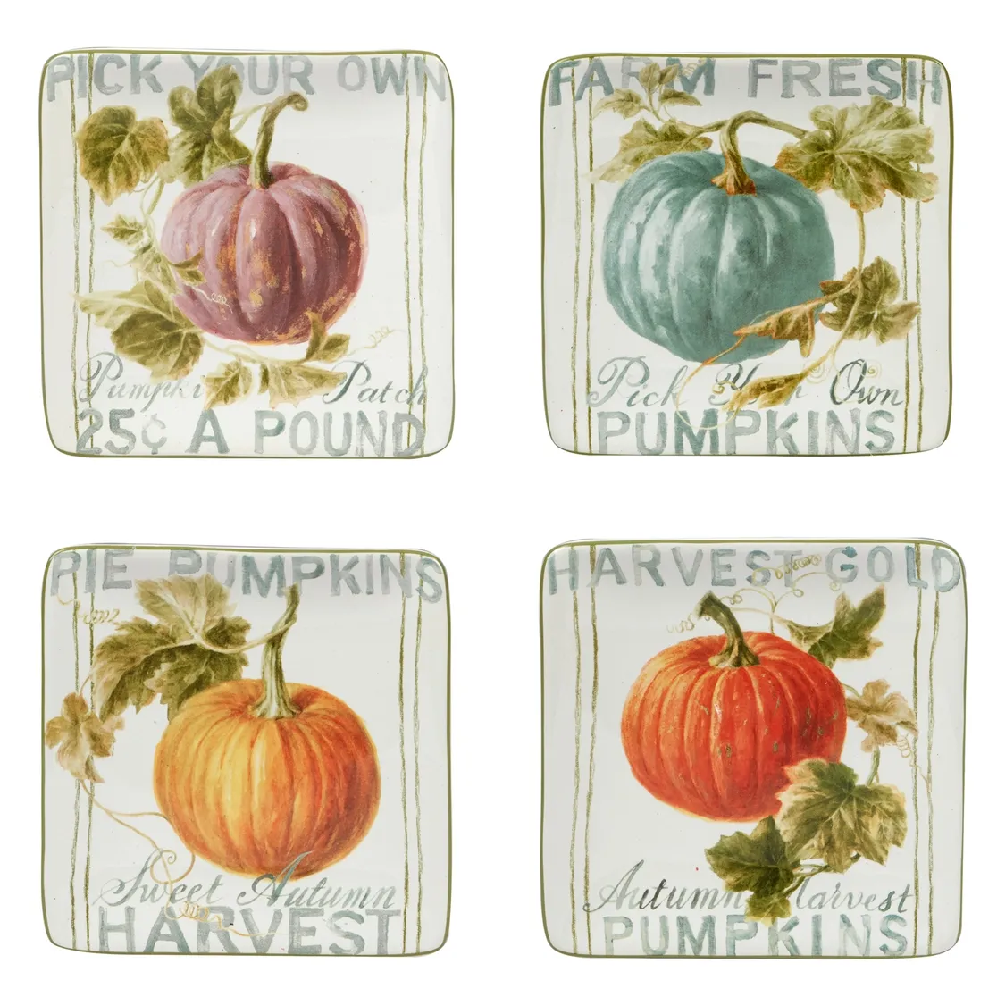 Sweet Autumn Harvest Canape Plate Square 6 in