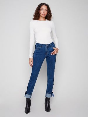 Slim Leg Denim w/Velvet Bow