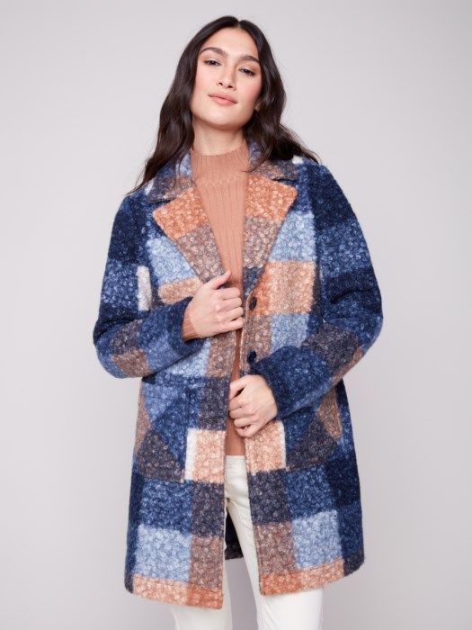 Plaid Boucle Tailored Coat