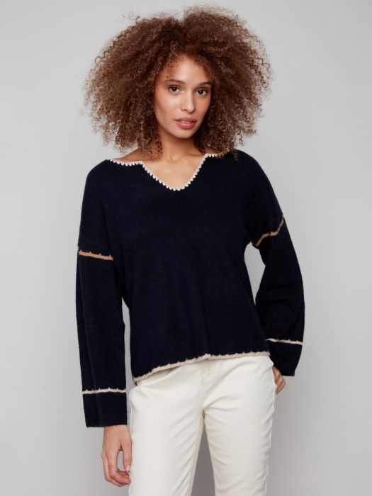 Notched Neck Sweater