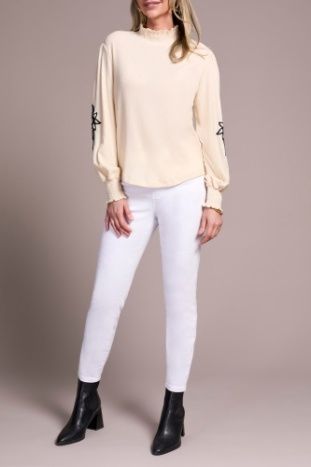 Mock Neck Top w/Smocking