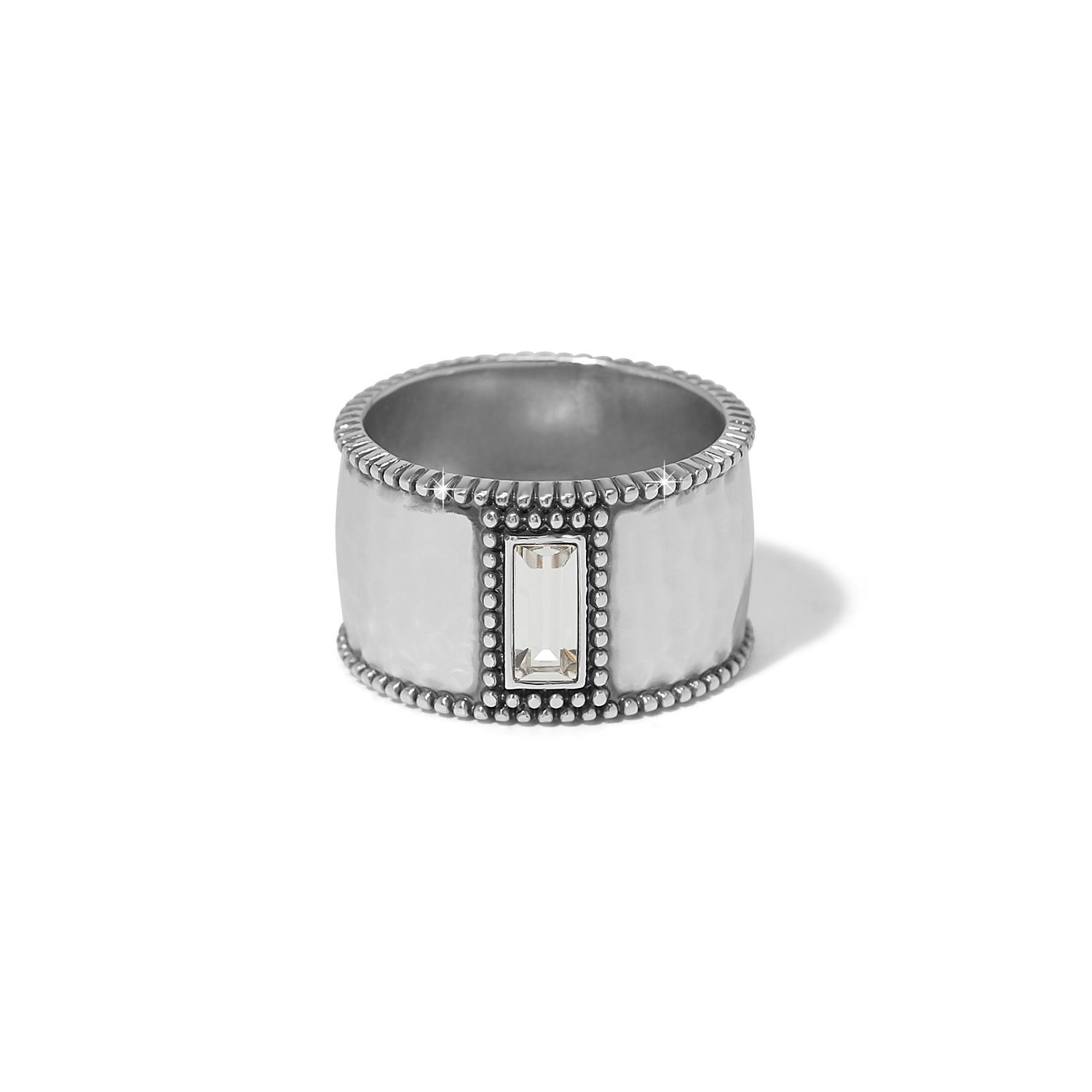 Pretty Tough Gem Wide Band Ring-Silver