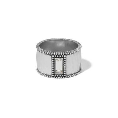 Pretty Tough Gem Wide Band Ring-Silver