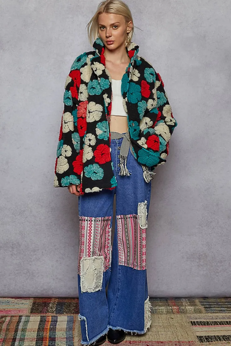 Sherpa Floral Coat Jacket