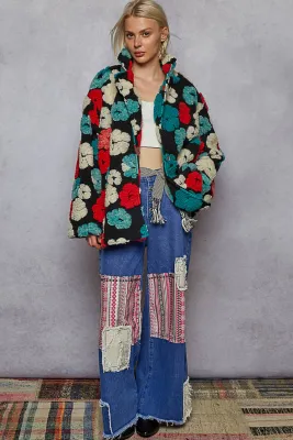 Sherpa Floral Coat Jacket