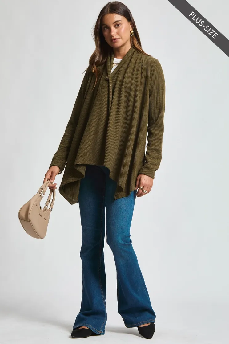 Plus Wrap Top w/ Button, Size: XL, Color: OLIVE