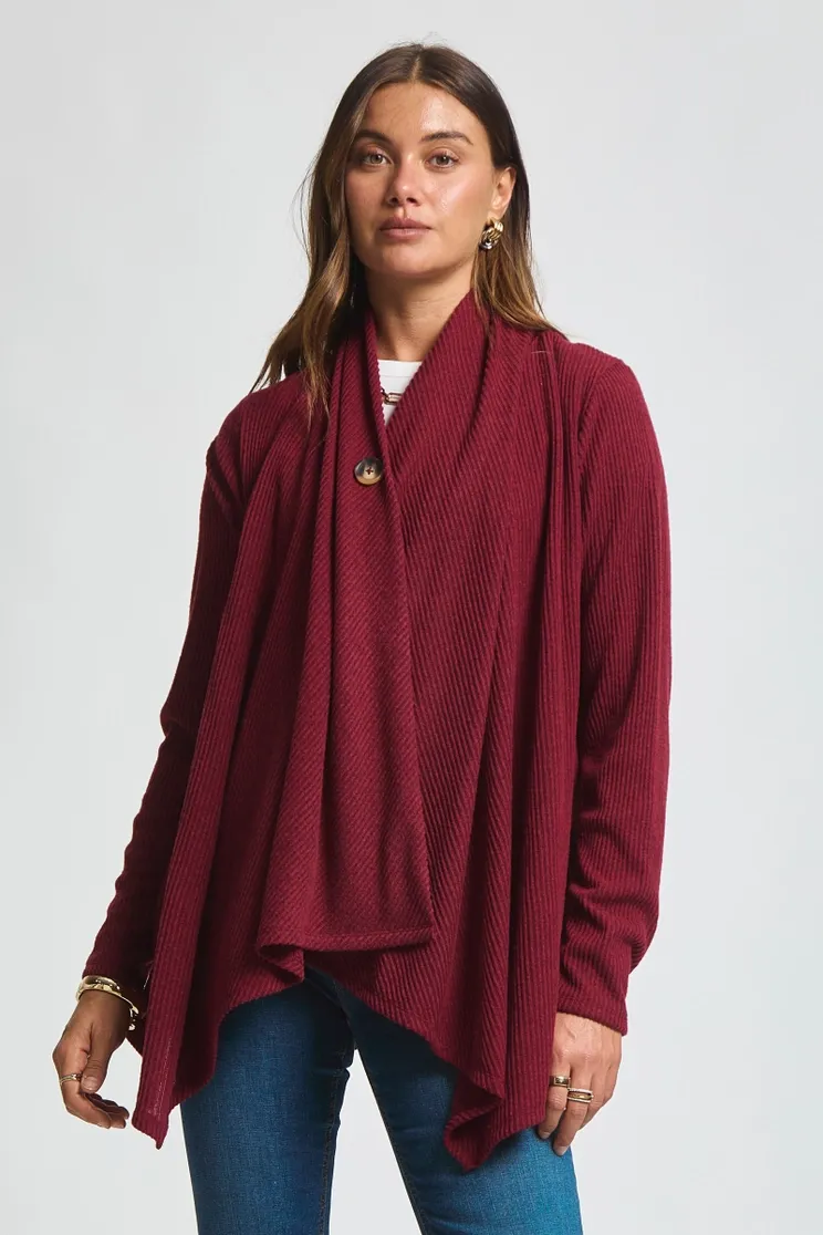 Wrap Top w/ Button, Size: SMALL, Color: WINE