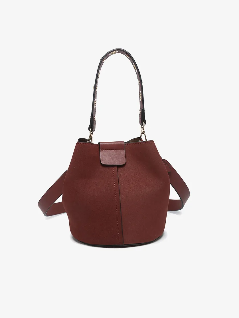 Farrah Suede Bucket Bag-Wine