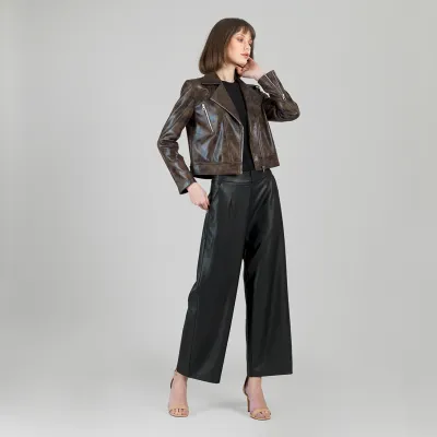 Distressed Leather High Waist Jacket