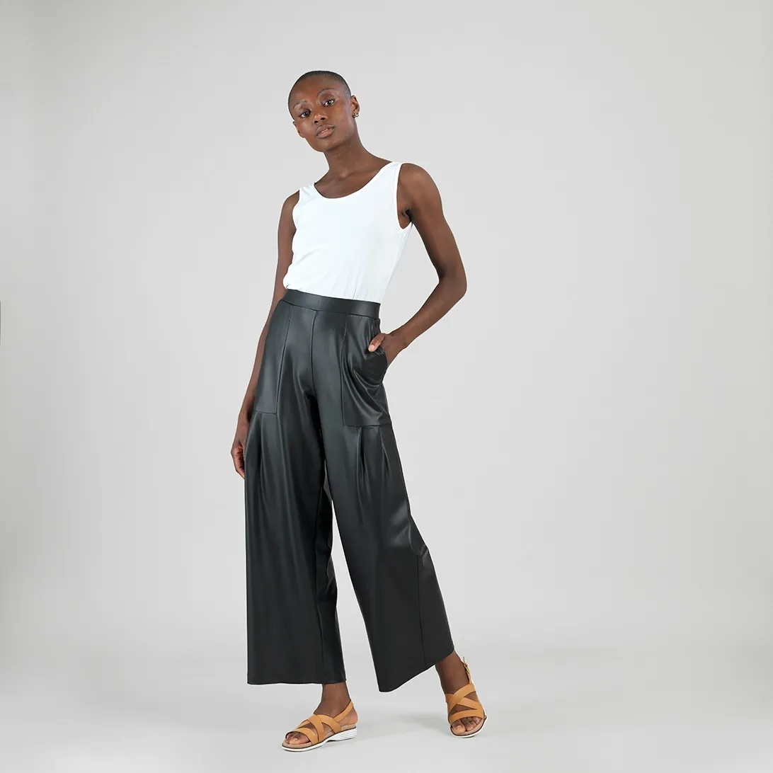 Liquid Leather Wide Leg Pant