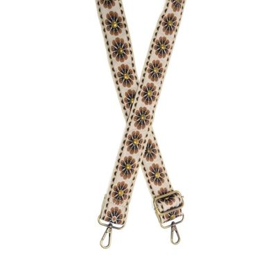 White Studded Daisy Guitar Strap