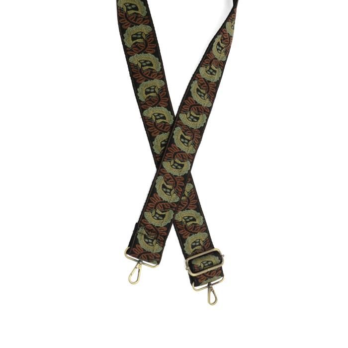 Olive Blooming Poppy Guitar Strap