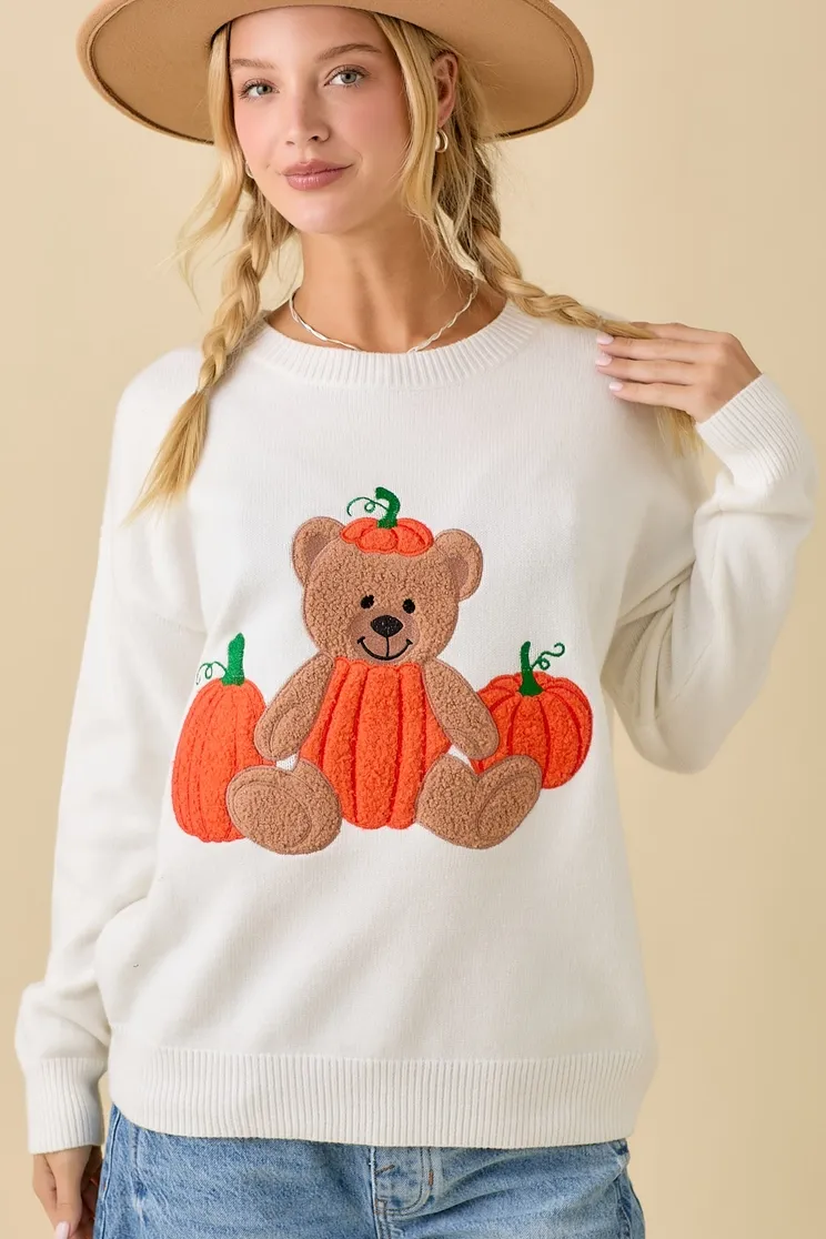 Pumpkin Teddy Bear Sweater