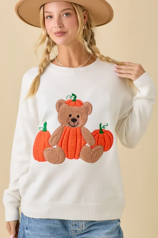 Pumpkin Teddy Bear Sweater