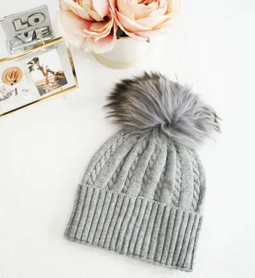 Beanie with Fox Fur Pom