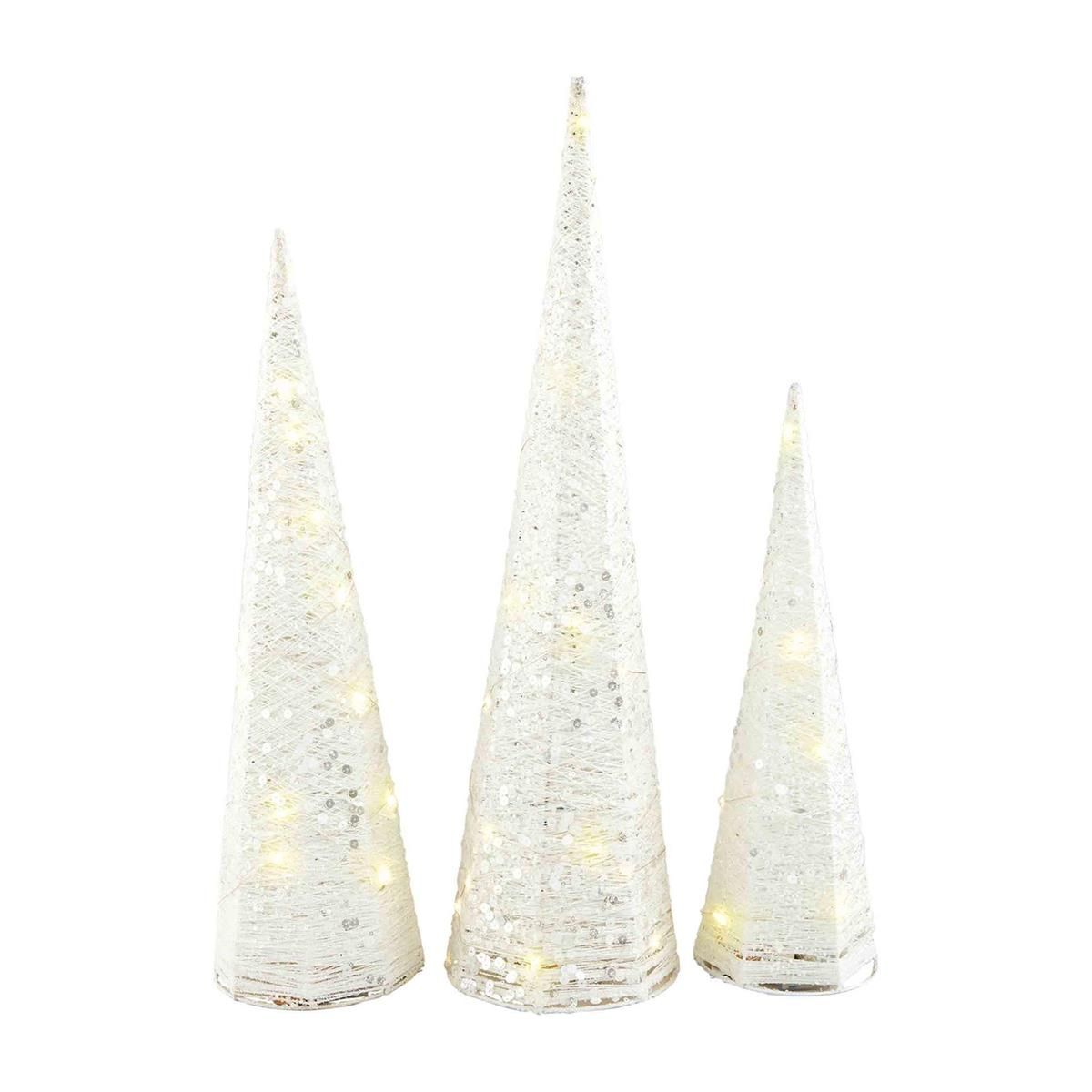 White Glitter Light-Up Tree Set
