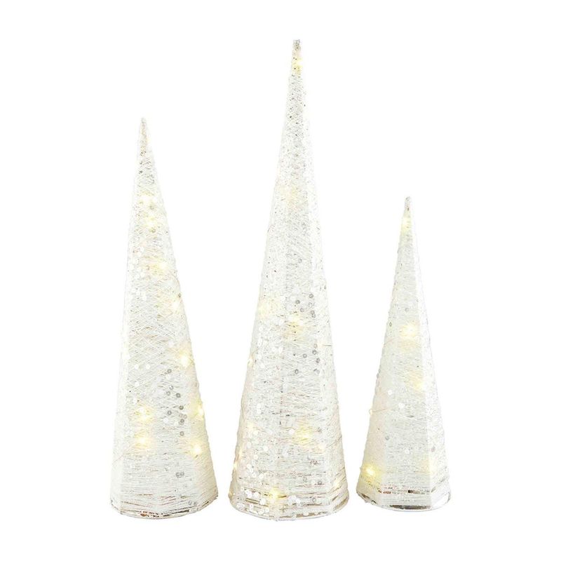 White Glitter Light-Up Tree Set
