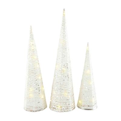 White Glitter Light-Up Tree Set