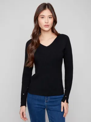 V-Neck Ribbed Sweater