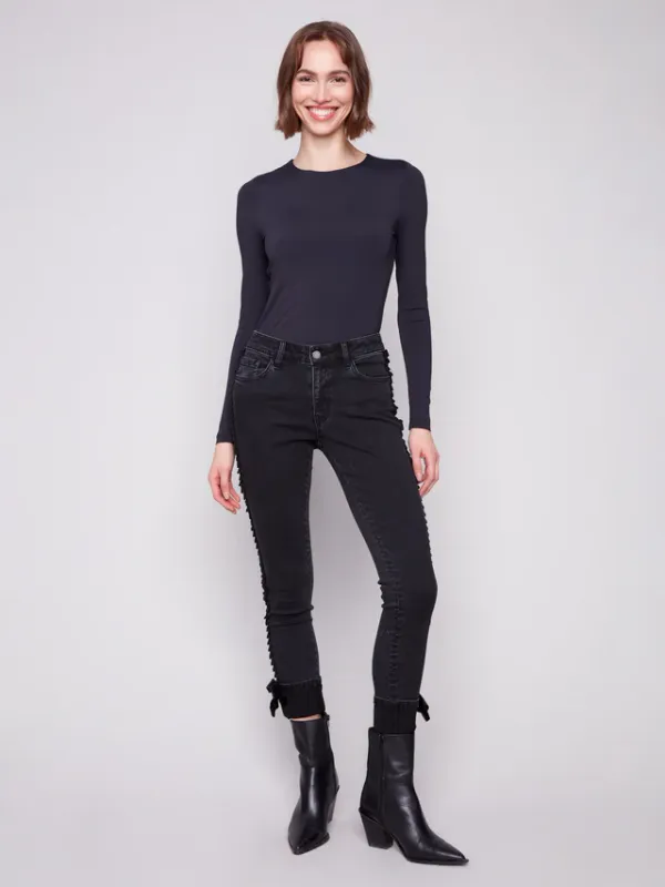 Denim with Velvet Bow