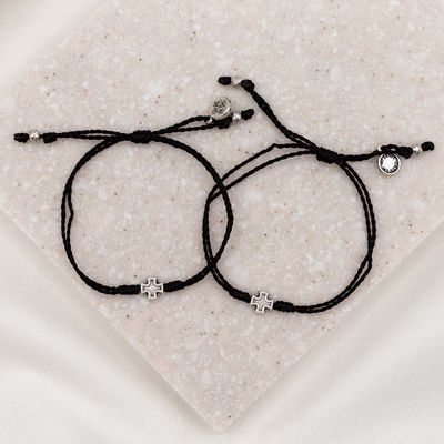Prayer Partner Bracelets-silver/black