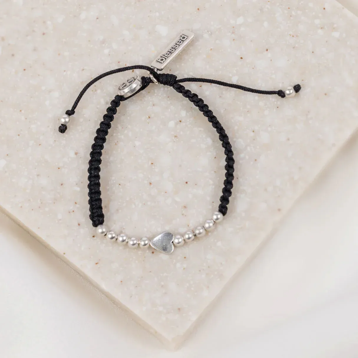 Sisters of the Heart Bracelet-Silver/Black