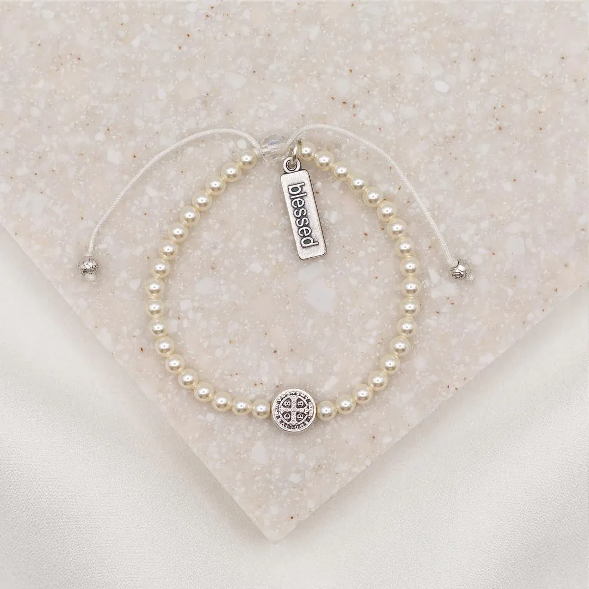 Birthday Blessing Bracelet-Silver/White Pearl