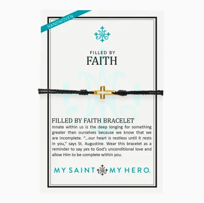 Filled by Faith Open Cross Bracelet-Silver/Black