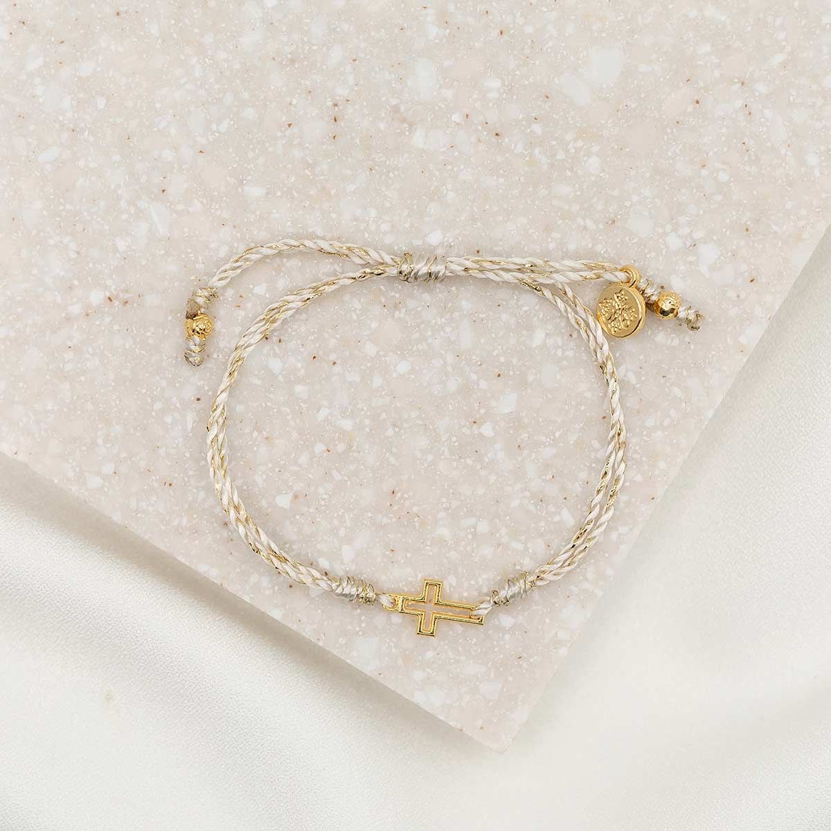 Filled by Faith Open Cross Bracelet-Gold/Metallic Gold