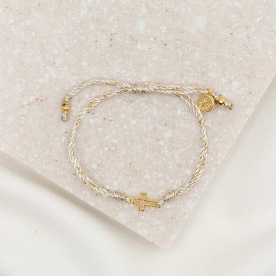 Filled by Faith Open Cross Bracelet-Gold/Metallic Gold