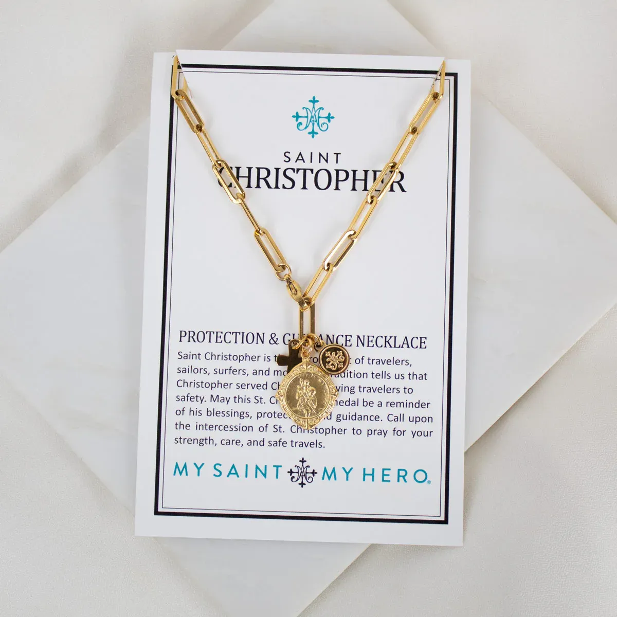 St. Christopher Necklace 20&quot;-Gold