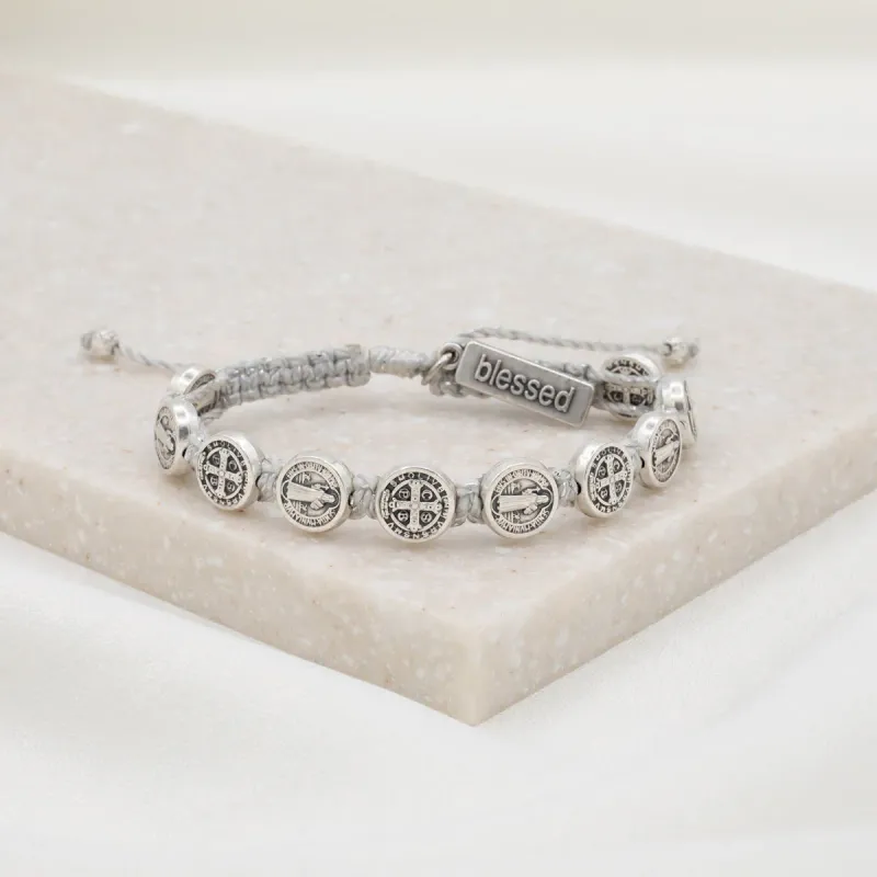 Blessing Bracelet 10 Medal-Silver/Silver Metallic
