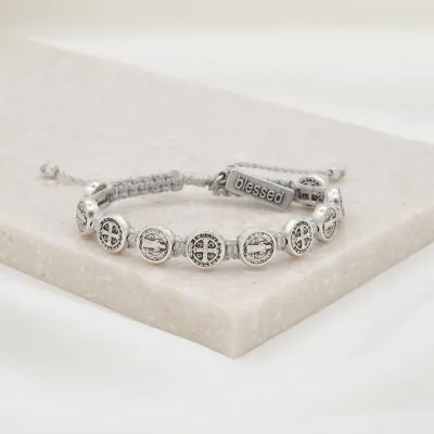 Blessing Bracelet 10 Medal-Silver/Silver Metallic