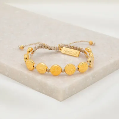 Blessing Bracelet 10 Medal-Gold/Gold Metallic
