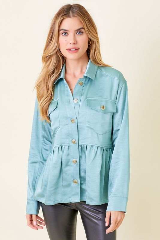 Peplum Satin Shacket